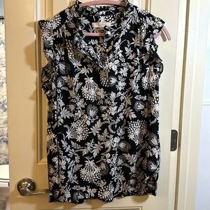 Loft Black & White Floral Blouse